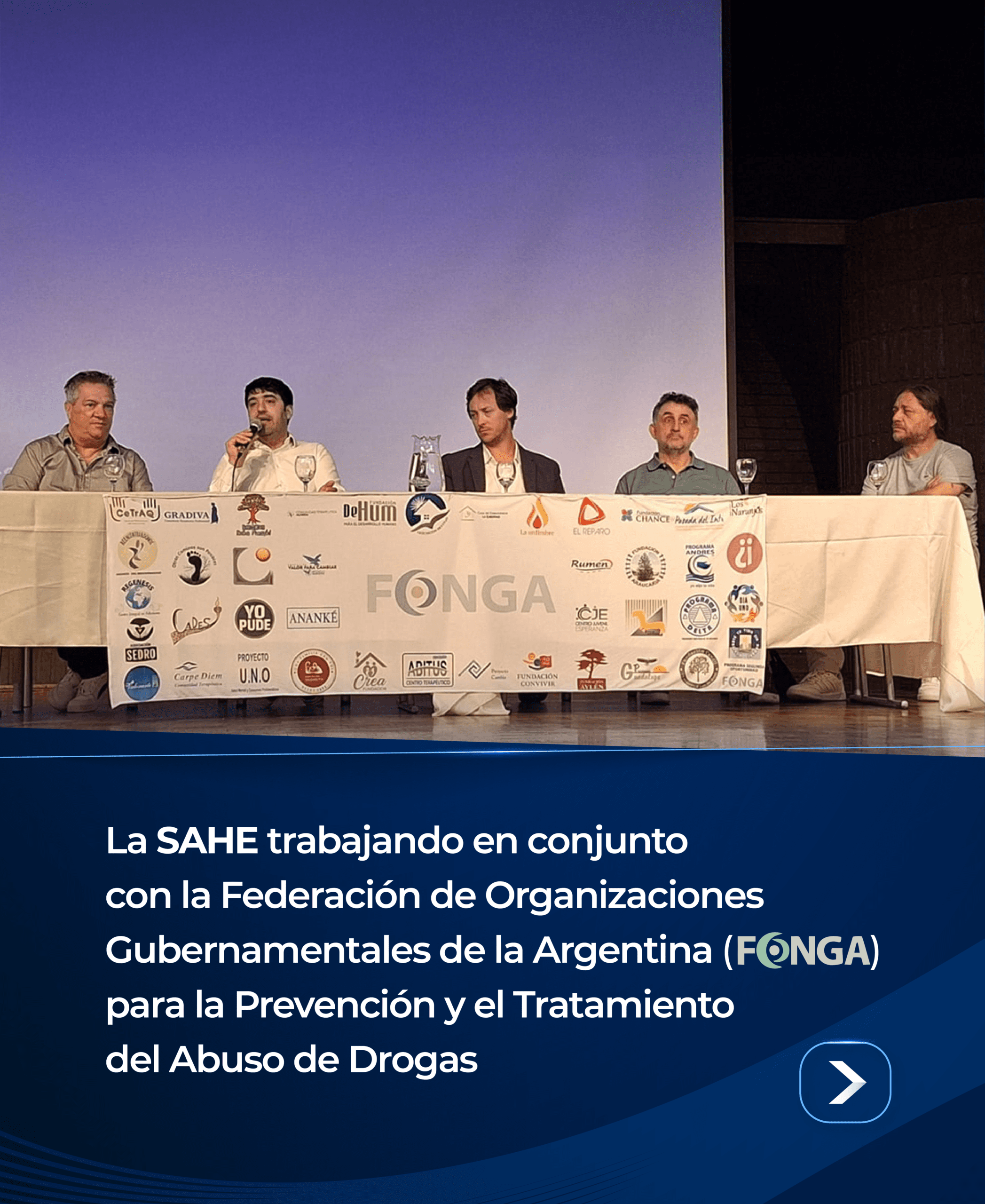 La SAHE trabajando en conjunto con la Federación de Organizaciones No Gubernamentales de la Argentina (FONGA) para la Prevención y el Tratamiento del Abuso de Drogas